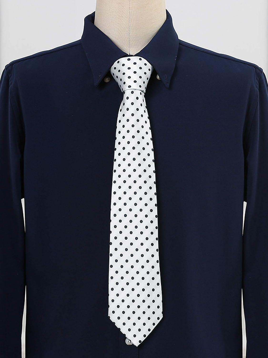 imageAllegra K Mens Self Tied Polka Dots Wide Business Formal Necktie Wedding TiesWhite