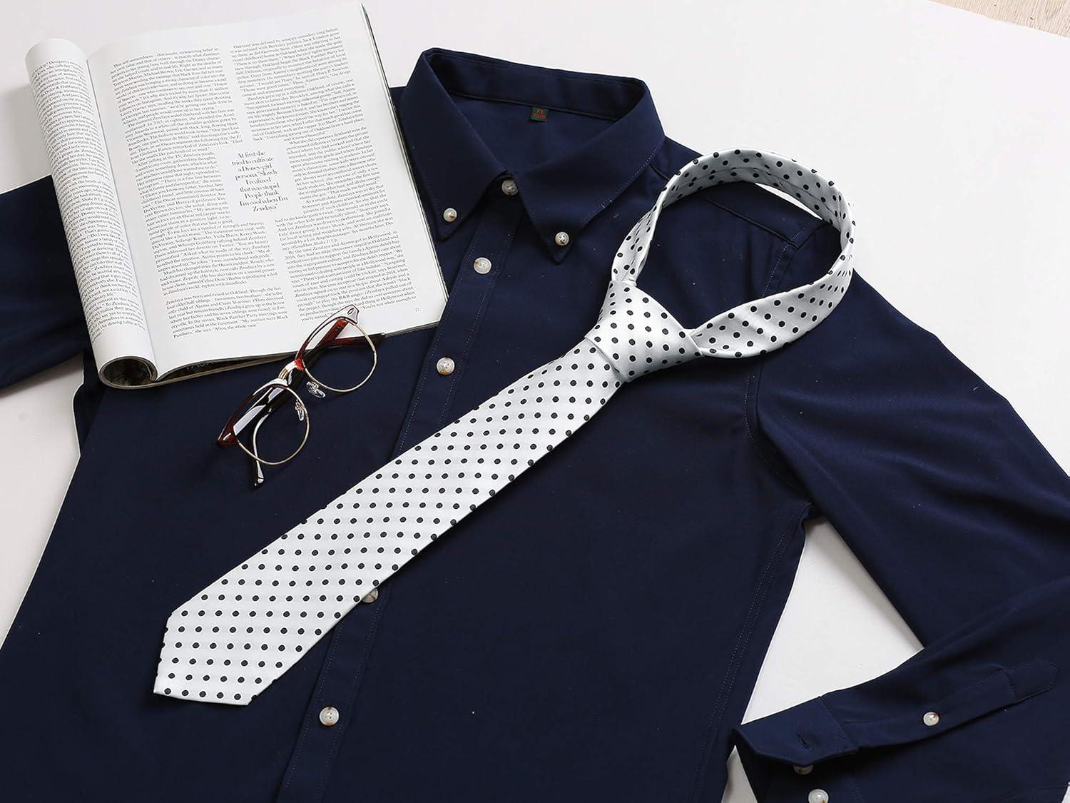 imageAllegra K Mens Self Tied Polka Dots Wide Business Formal Necktie Wedding TiesWhite