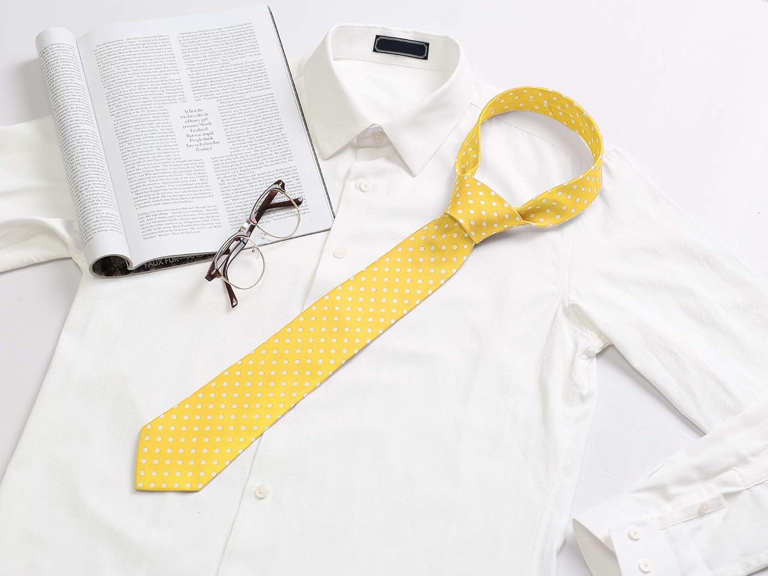 imageAllegra K Mens Self Tied Polka Dots Wide Business Formal Necktie Wedding TiesYellow
