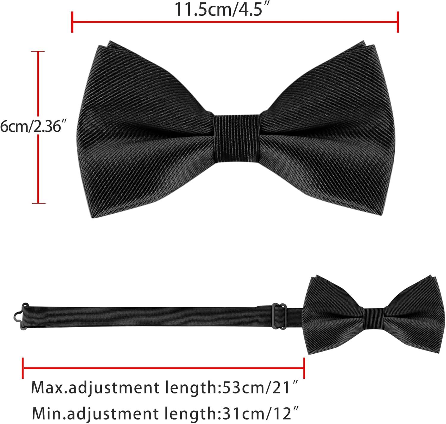 imageAllegra K Mens Solid Color PreTied Bow Tie with Matching Pocket Square Set for Wedding PartyBlack