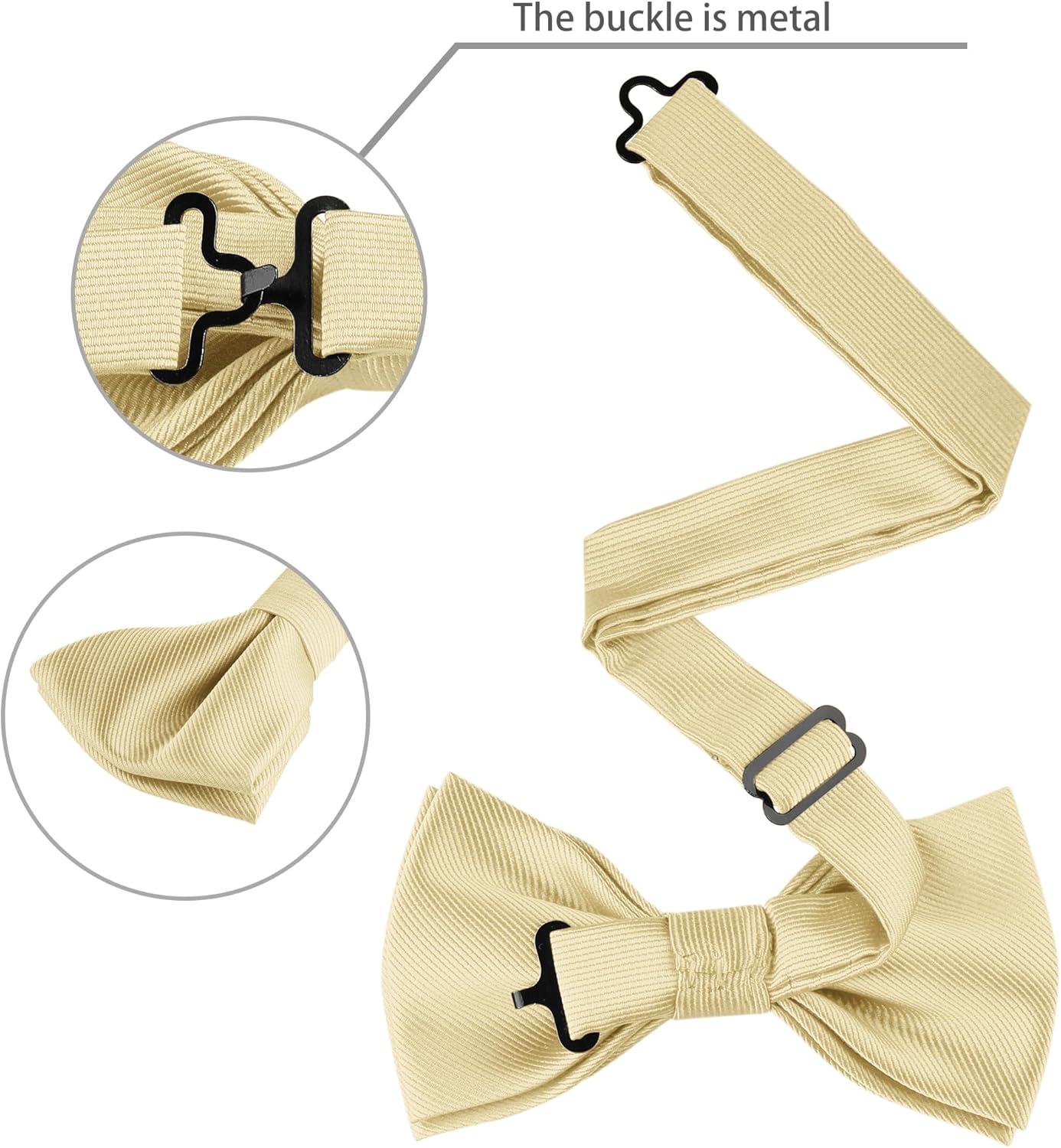 imageAllegra K Mens Solid Color PreTied Bow Tie with Matching Pocket Square Set for Wedding PartyChampagne