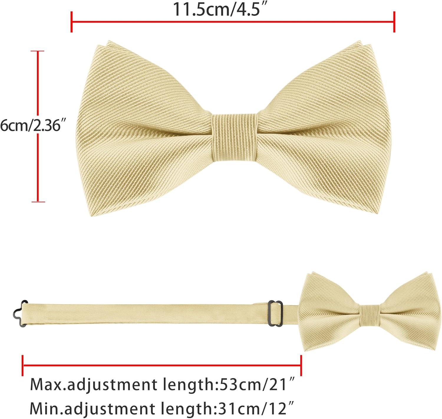 imageAllegra K Mens Solid Color PreTied Bow Tie with Matching Pocket Square Set for Wedding PartyChampagne