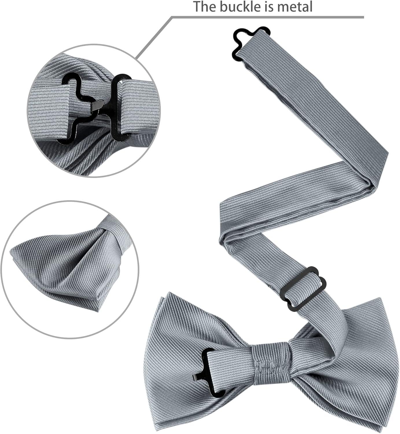 imageAllegra K Mens Solid Color PreTied Bow Tie with Matching Pocket Square Set for Wedding PartyDark Gray