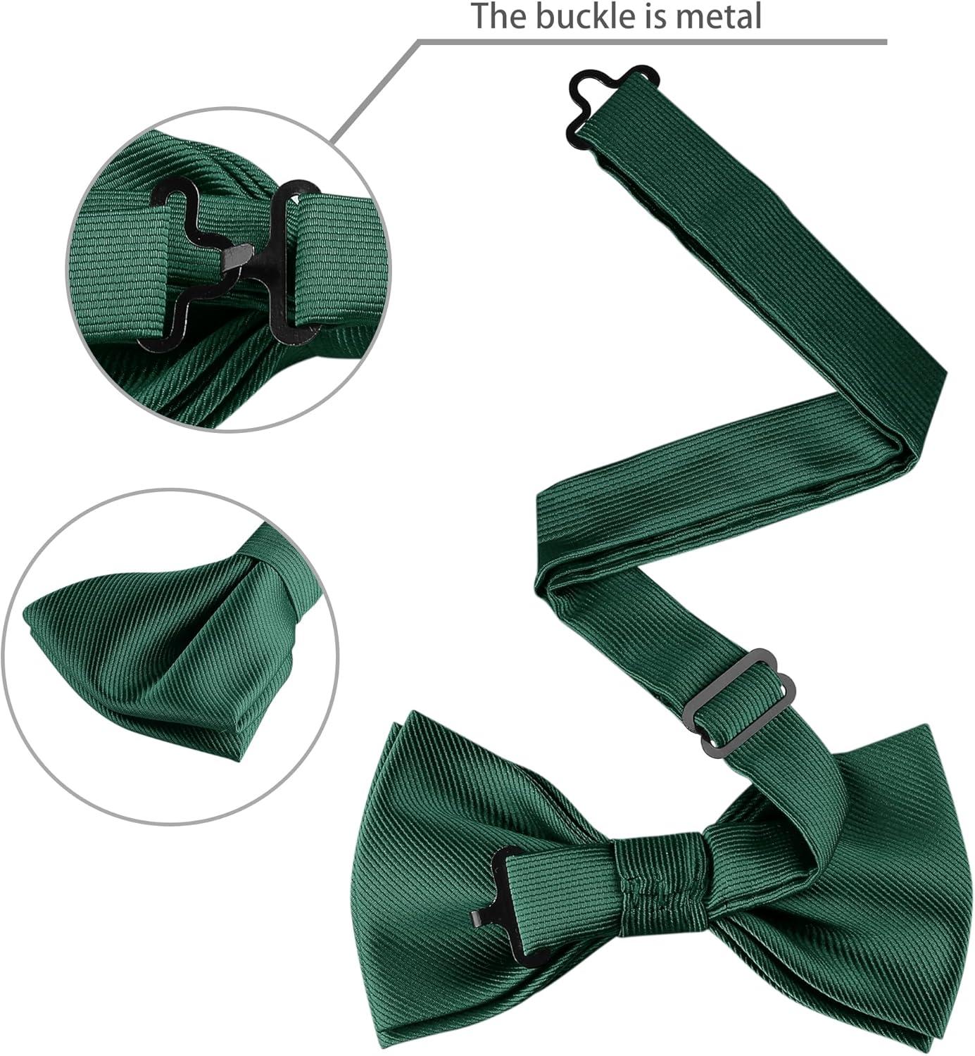 imageAllegra K Mens Solid Color PreTied Bow Tie with Matching Pocket Square Set for Wedding PartyDark Green