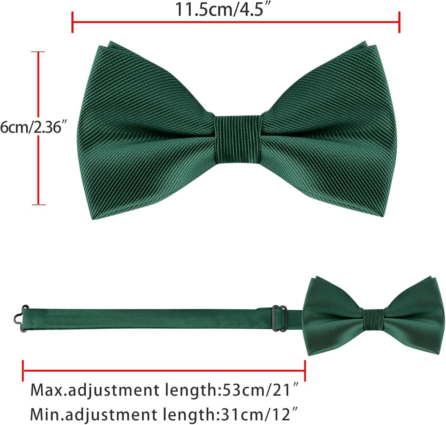 imageAllegra K Mens Solid Color PreTied Bow Tie with Matching Pocket Square Set for Wedding PartyDark Green