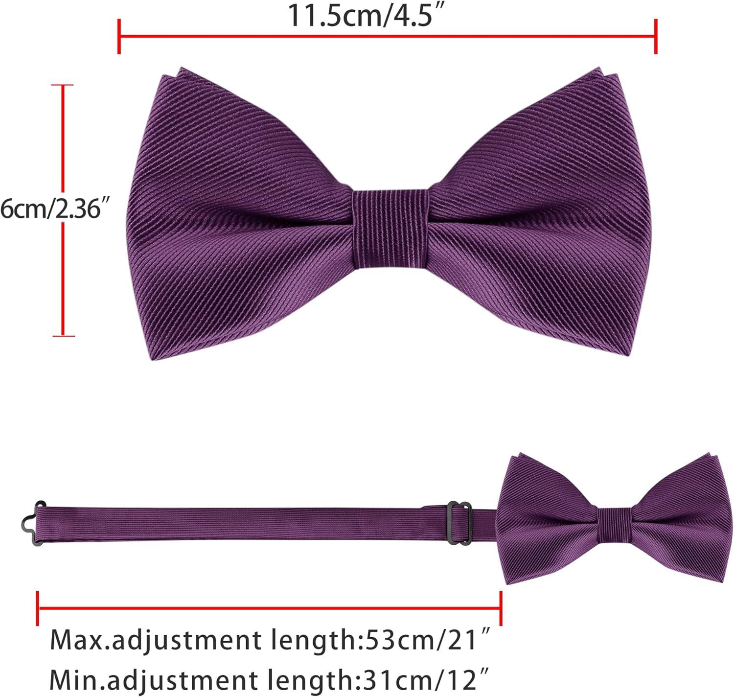 imageAllegra K Mens Solid Color PreTied Bow Tie with Matching Pocket Square Set for Wedding PartyDark Purple
