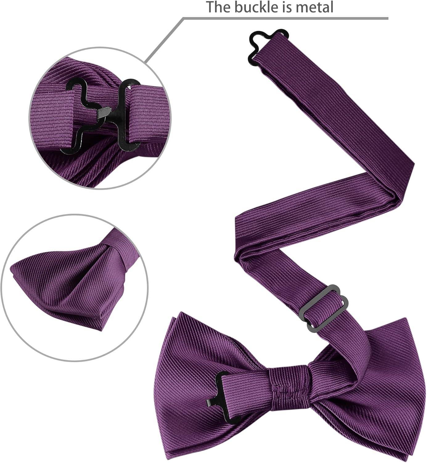 imageAllegra K Mens Solid Color PreTied Bow Tie with Matching Pocket Square Set for Wedding PartyDark Purple