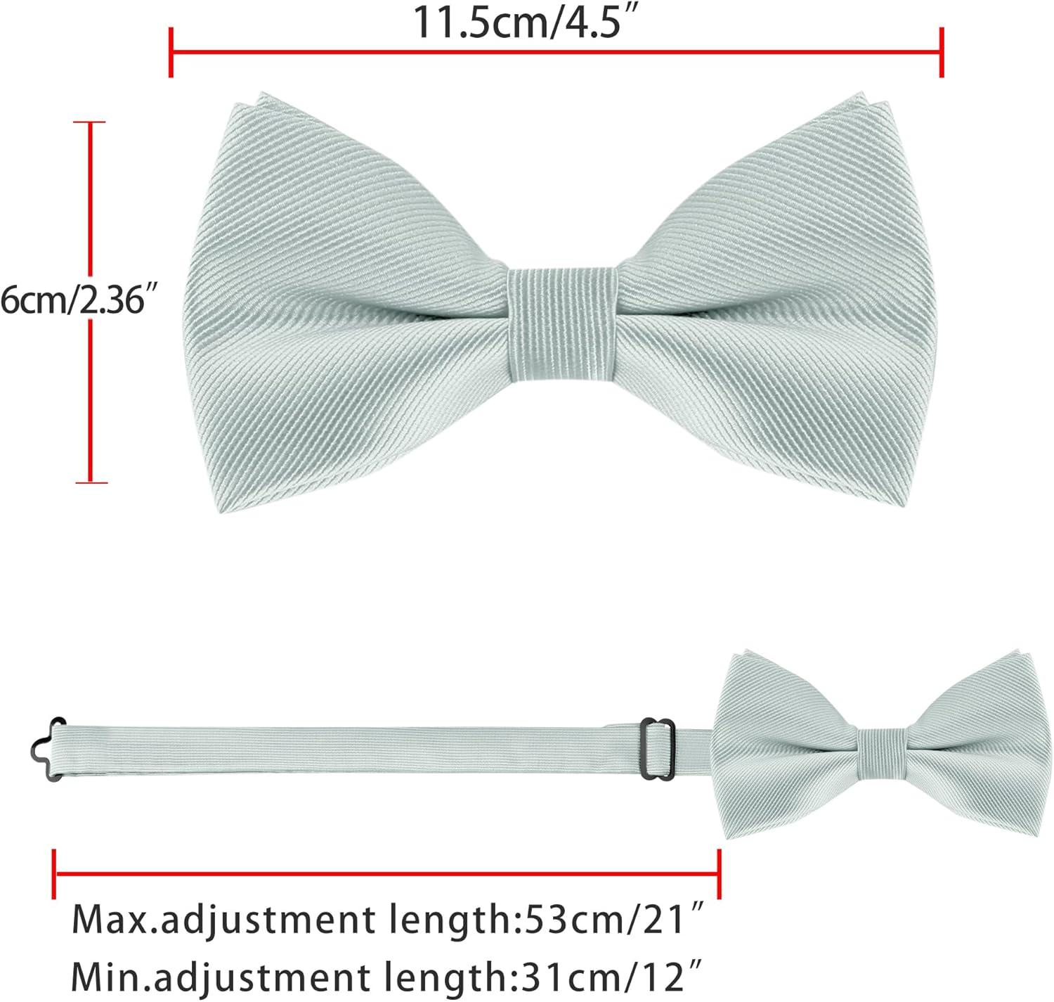 imageAllegra K Mens Solid Color PreTied Bow Tie with Matching Pocket Square Set for Wedding PartyGray