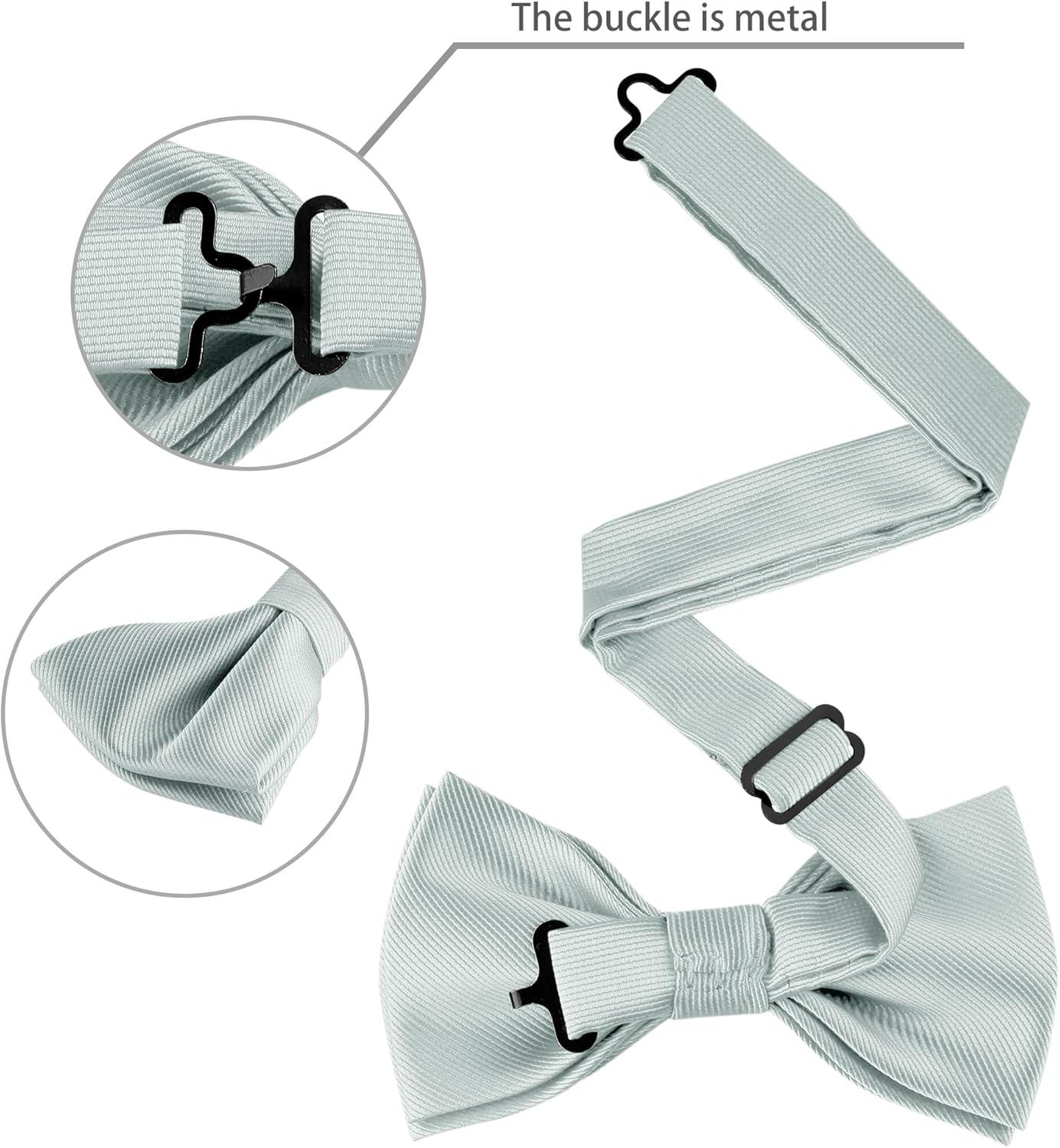 imageAllegra K Mens Solid Color PreTied Bow Tie with Matching Pocket Square Set for Wedding PartyGray
