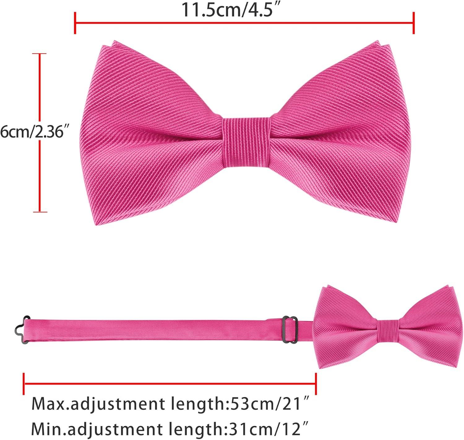 imageAllegra K Mens Solid Color PreTied Bow Tie with Matching Pocket Square Set for Wedding PartyHot Pink