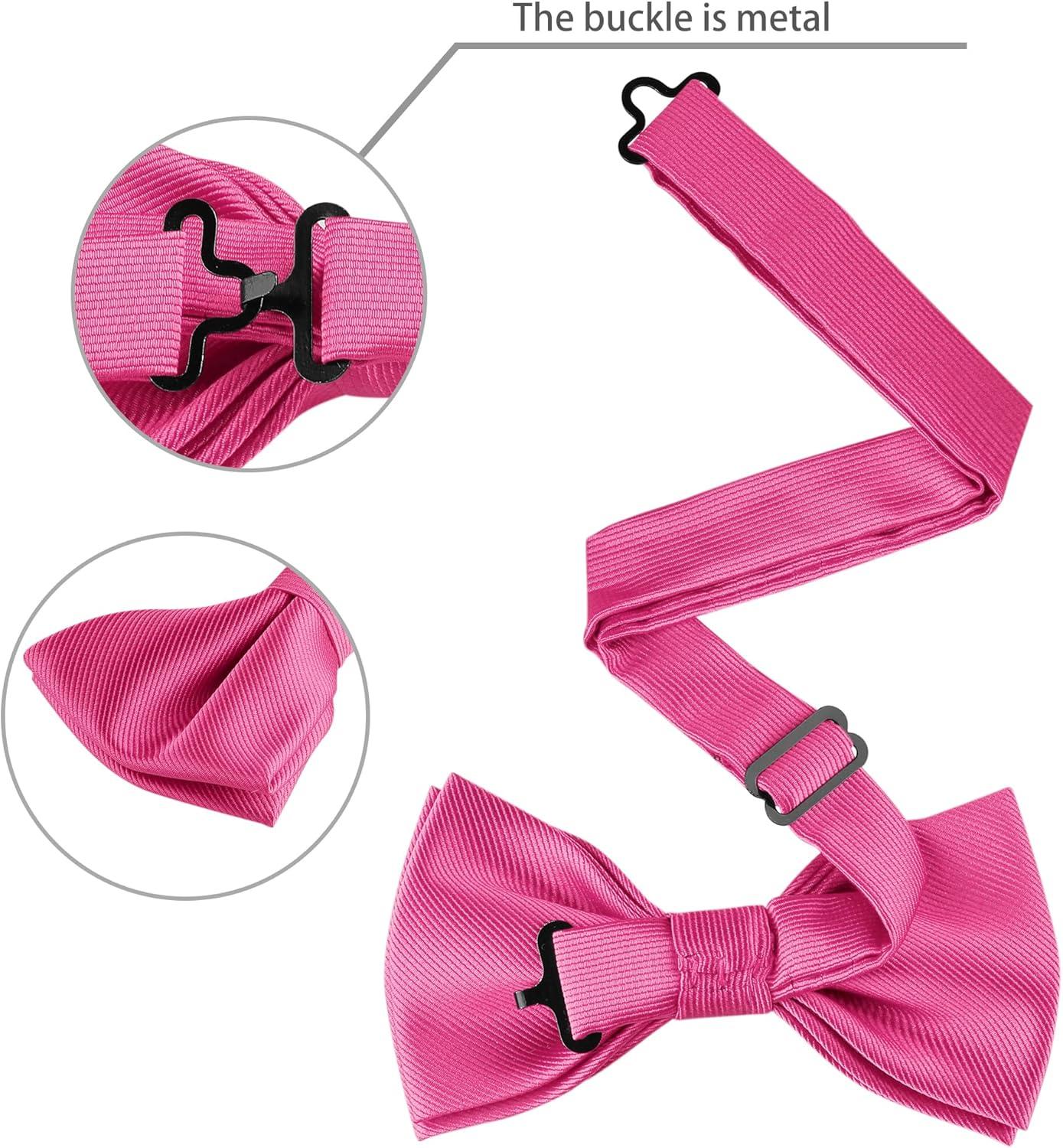 imageAllegra K Mens Solid Color PreTied Bow Tie with Matching Pocket Square Set for Wedding PartyHot Pink