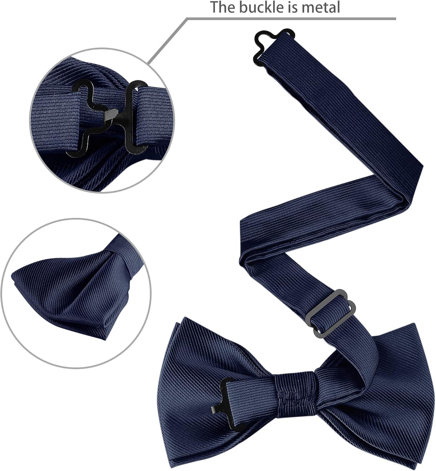 imageAllegra K Mens Solid Color PreTied Bow Tie with Matching Pocket Square Set for Wedding PartyNavy Blue