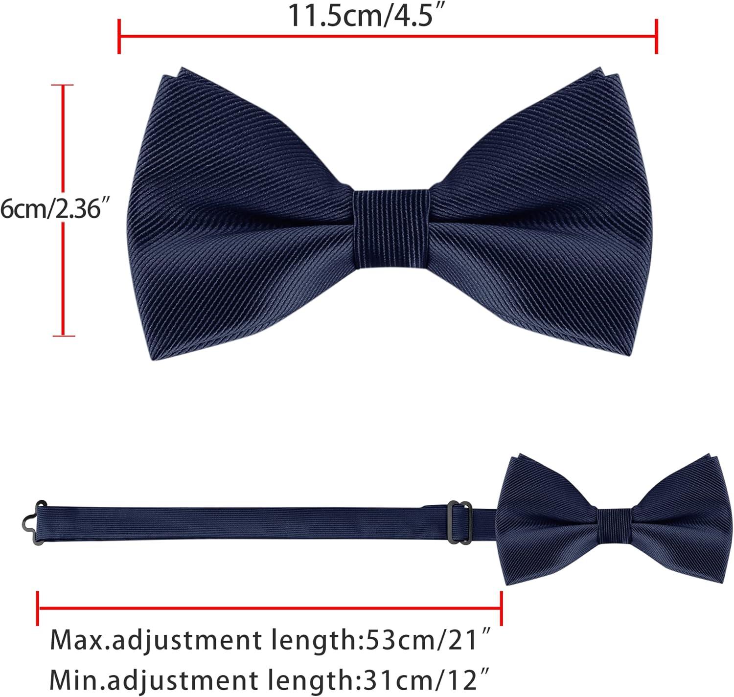 imageAllegra K Mens Solid Color PreTied Bow Tie with Matching Pocket Square Set for Wedding PartyNavy Blue