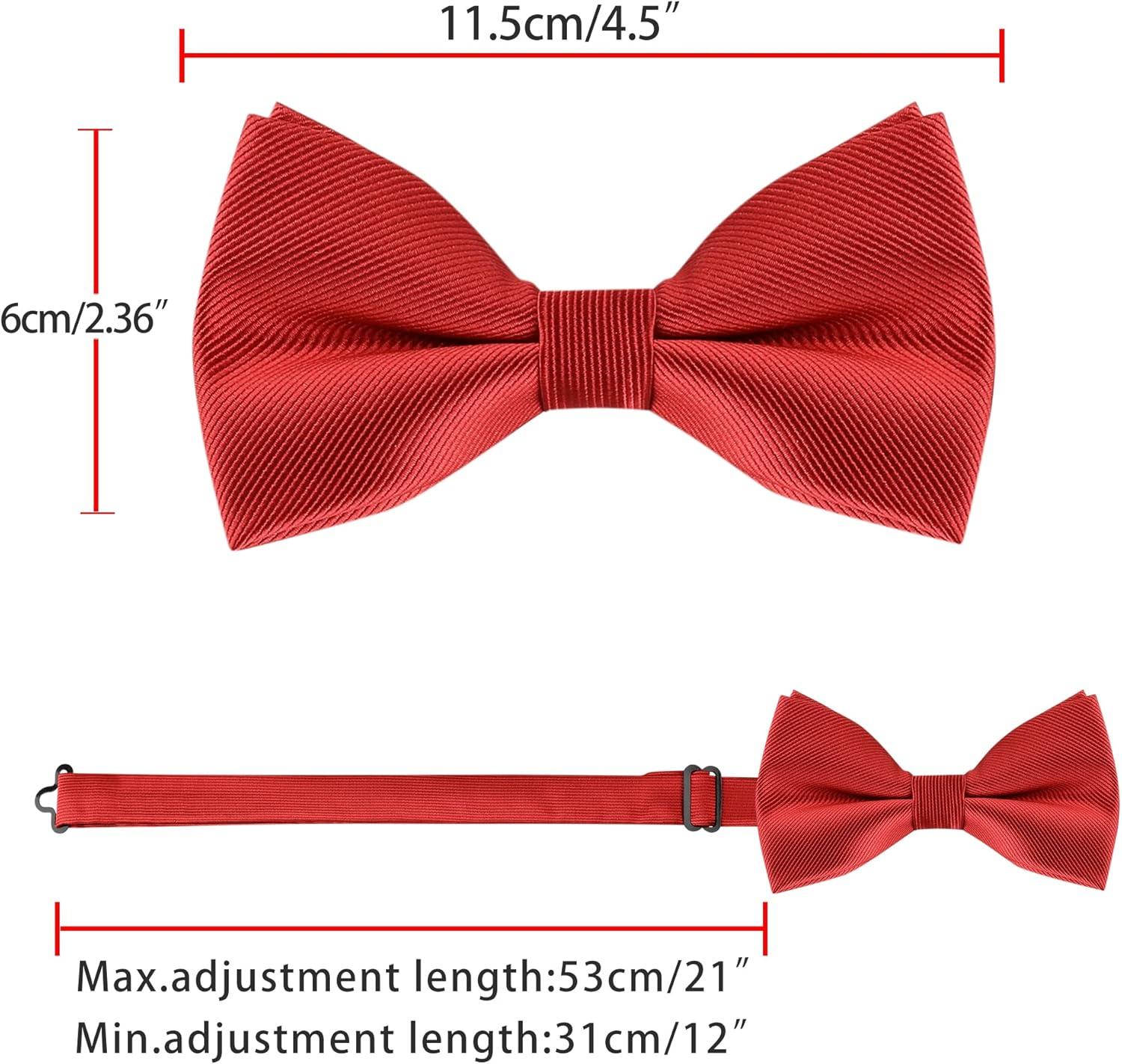 imageAllegra K Mens Solid Color PreTied Bow Tie with Matching Pocket Square Set for Wedding PartyRed