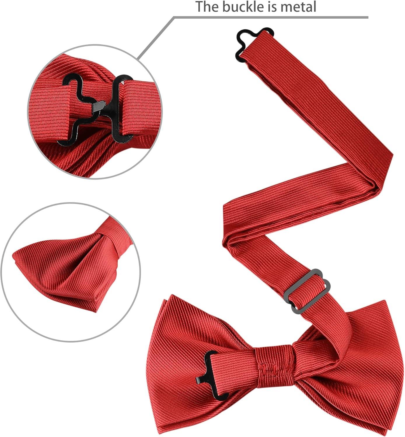 imageAllegra K Mens Solid Color PreTied Bow Tie with Matching Pocket Square Set for Wedding PartyRed