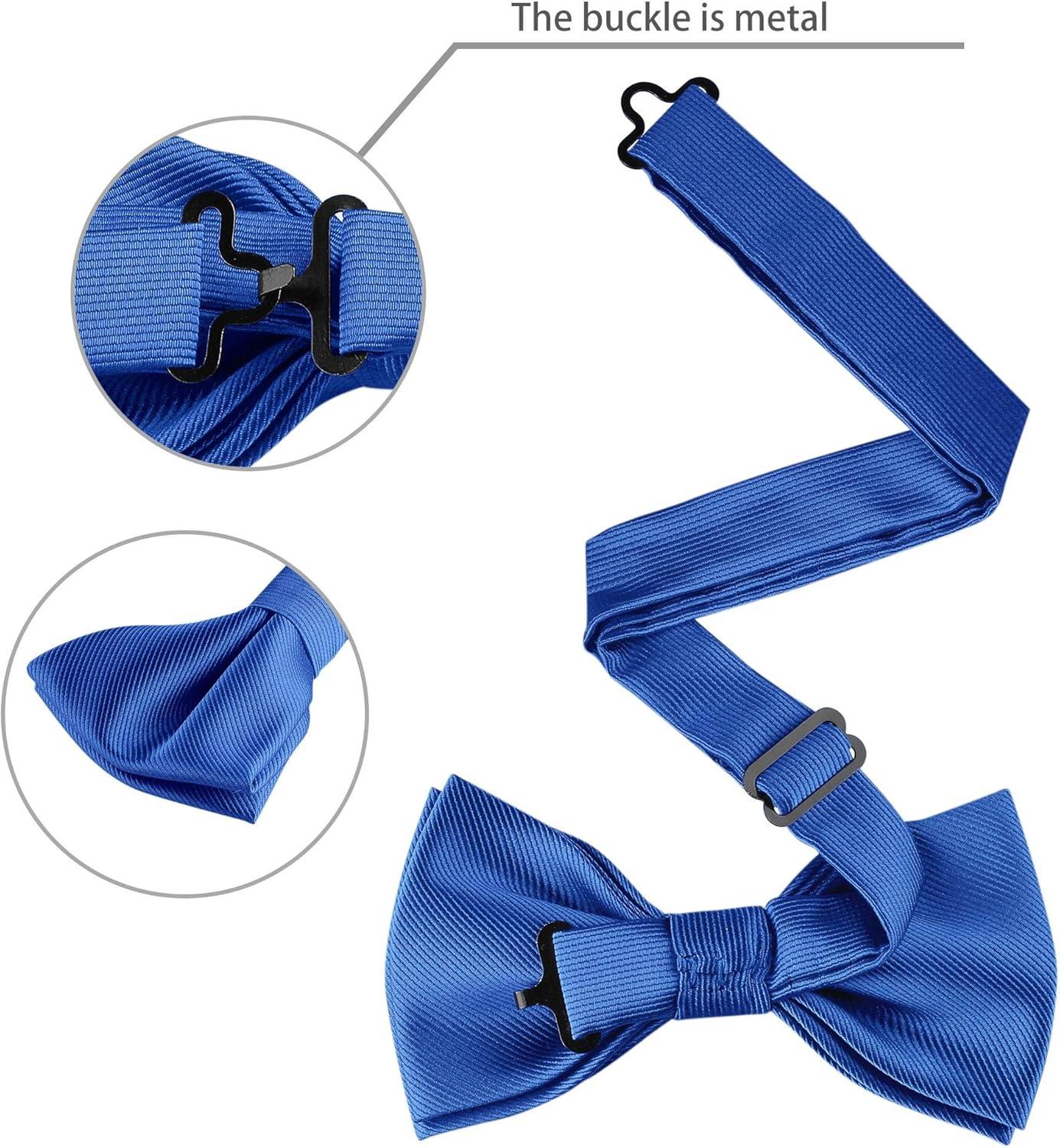 imageAllegra K Mens Solid Color PreTied Bow Tie with Matching Pocket Square Set for Wedding PartyRoyal Blue