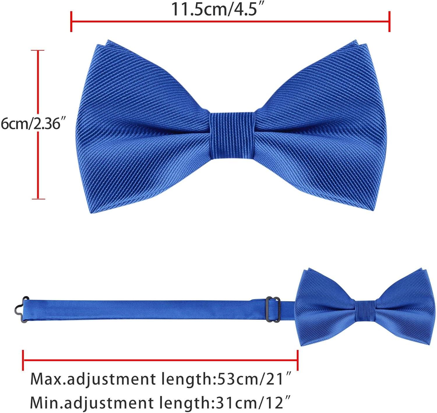 imageAllegra K Mens Solid Color PreTied Bow Tie with Matching Pocket Square Set for Wedding PartyRoyal Blue