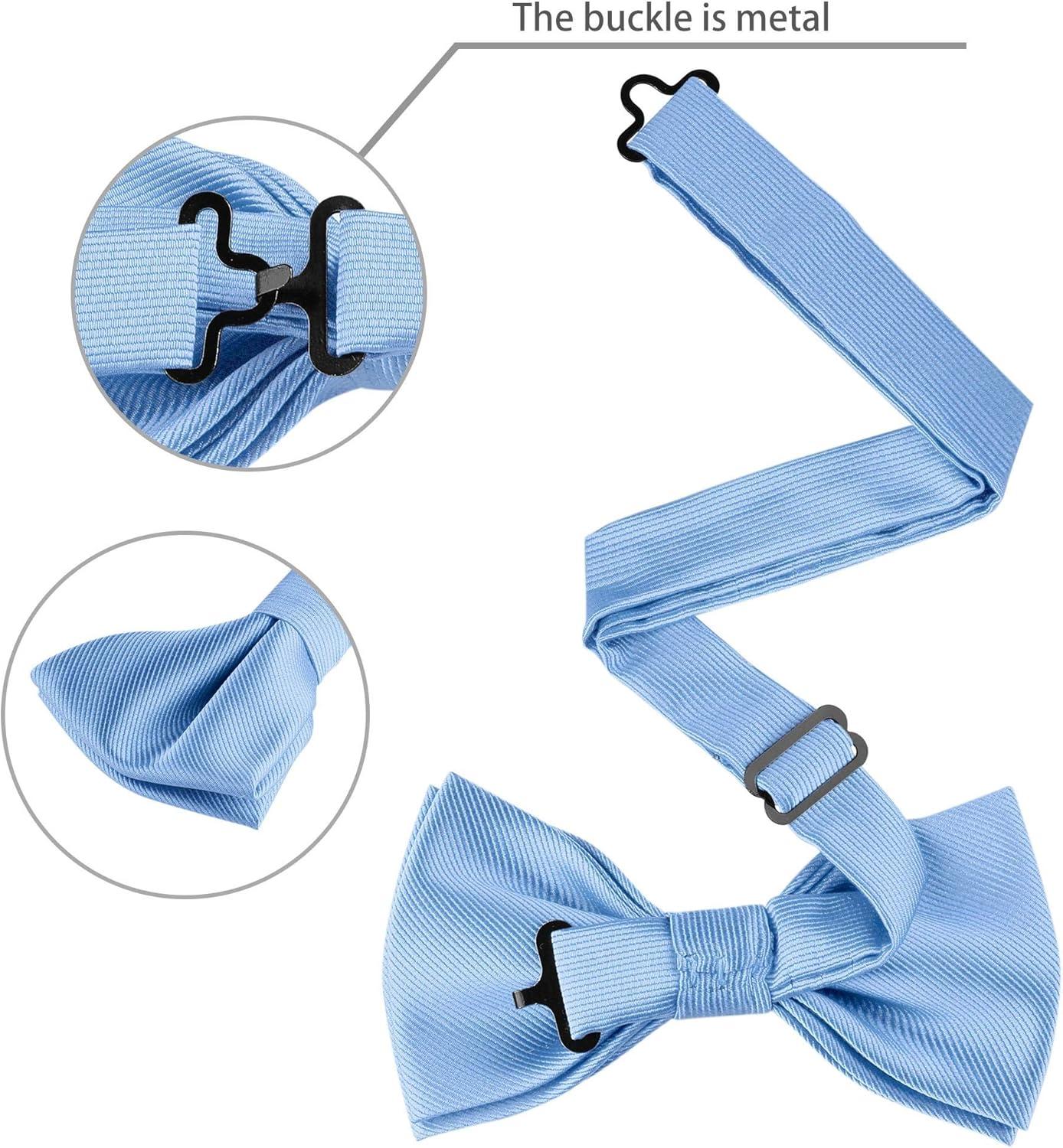 imageAllegra K Mens Solid Color PreTied Bow Tie with Matching Pocket Square Set for Wedding PartySky Blue