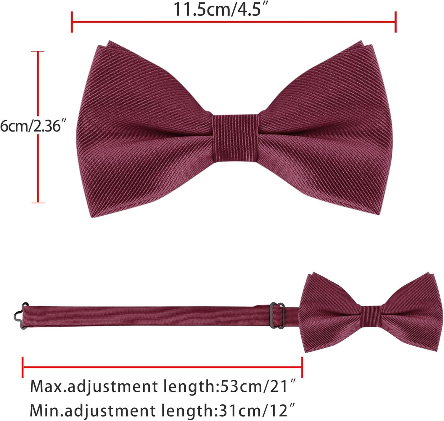imageAllegra K Mens Solid Color PreTied Bow Tie with Matching Pocket Square Set for Wedding PartyWine Red