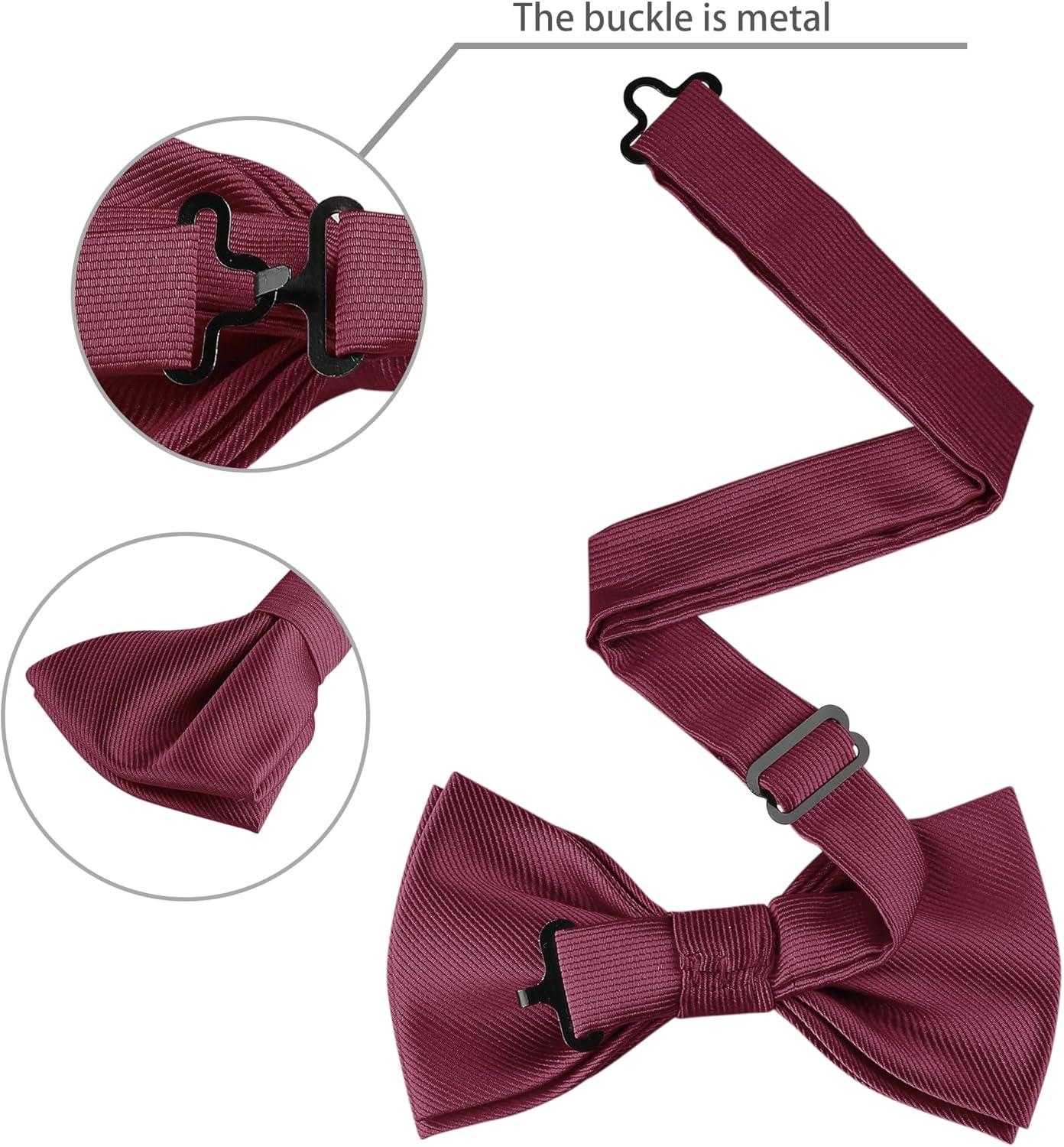 imageAllegra K Mens Solid Color PreTied Bow Tie with Matching Pocket Square Set for Wedding PartyWine Red