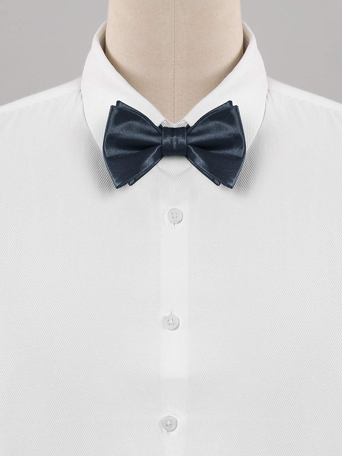 imageAllegra K Mens Solid Color Selftied for Formal Wedding Party Tuxedo Bow TiesDeep Gray