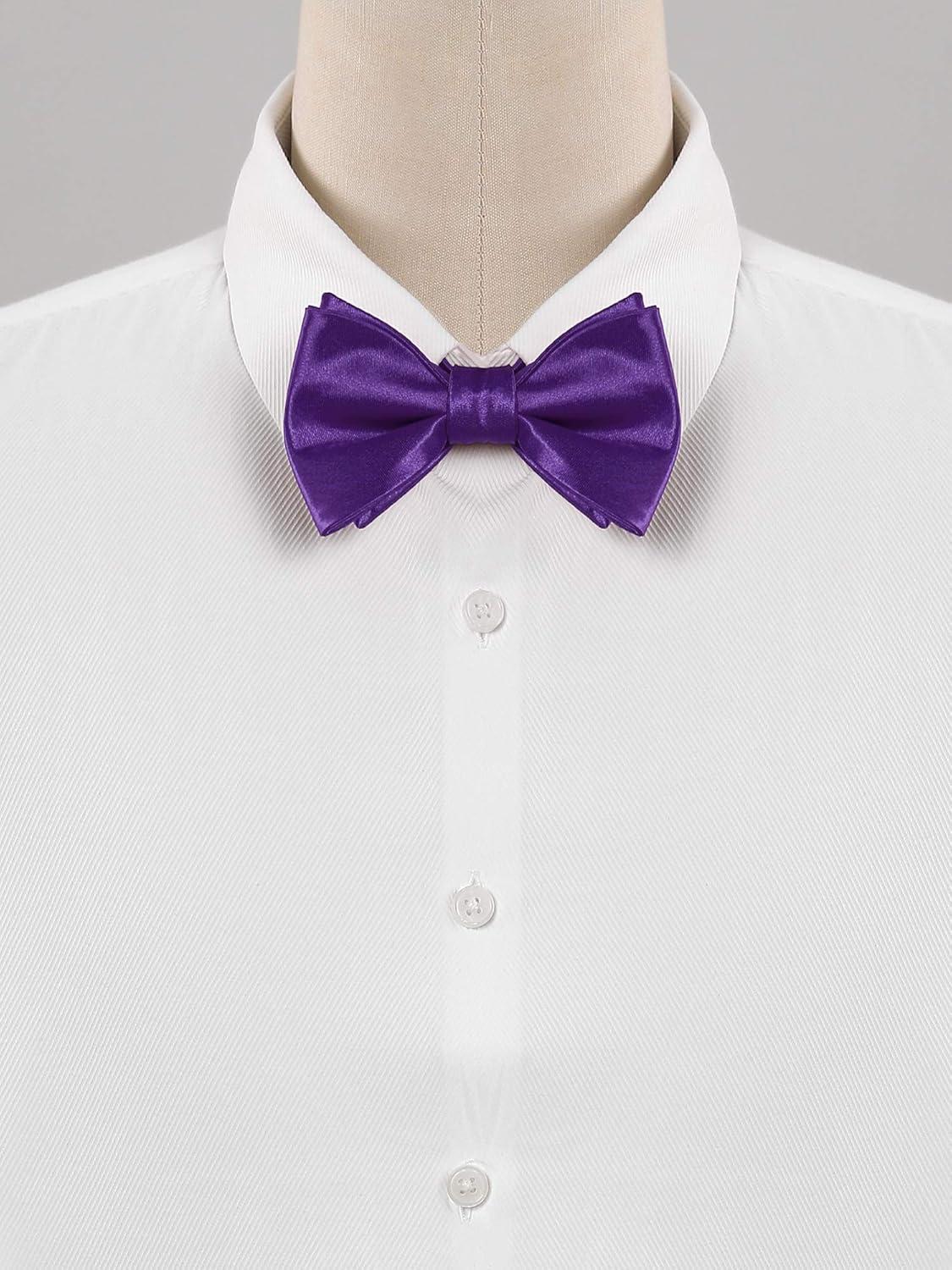 imageAllegra K Mens Solid Color Selftied for Formal Wedding Party Tuxedo Bow TiesDeep Purple