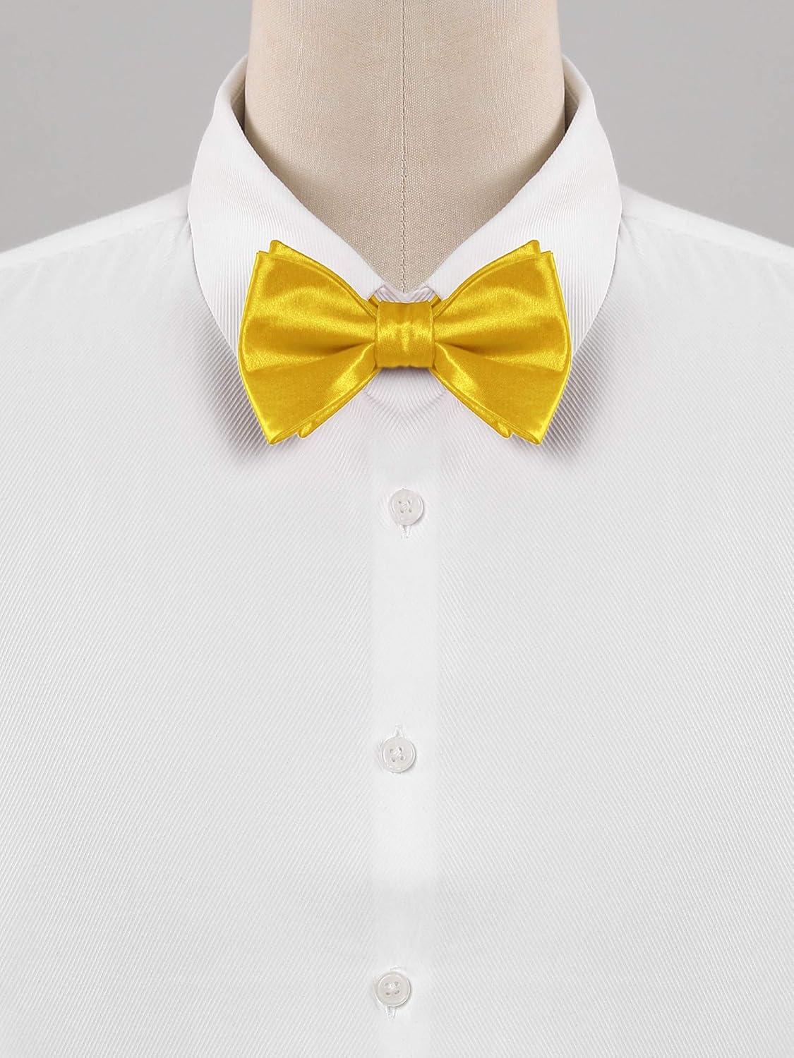 imageAllegra K Mens Solid Color Selftied for Formal Wedding Party Tuxedo Bow TiesGolden Yellow