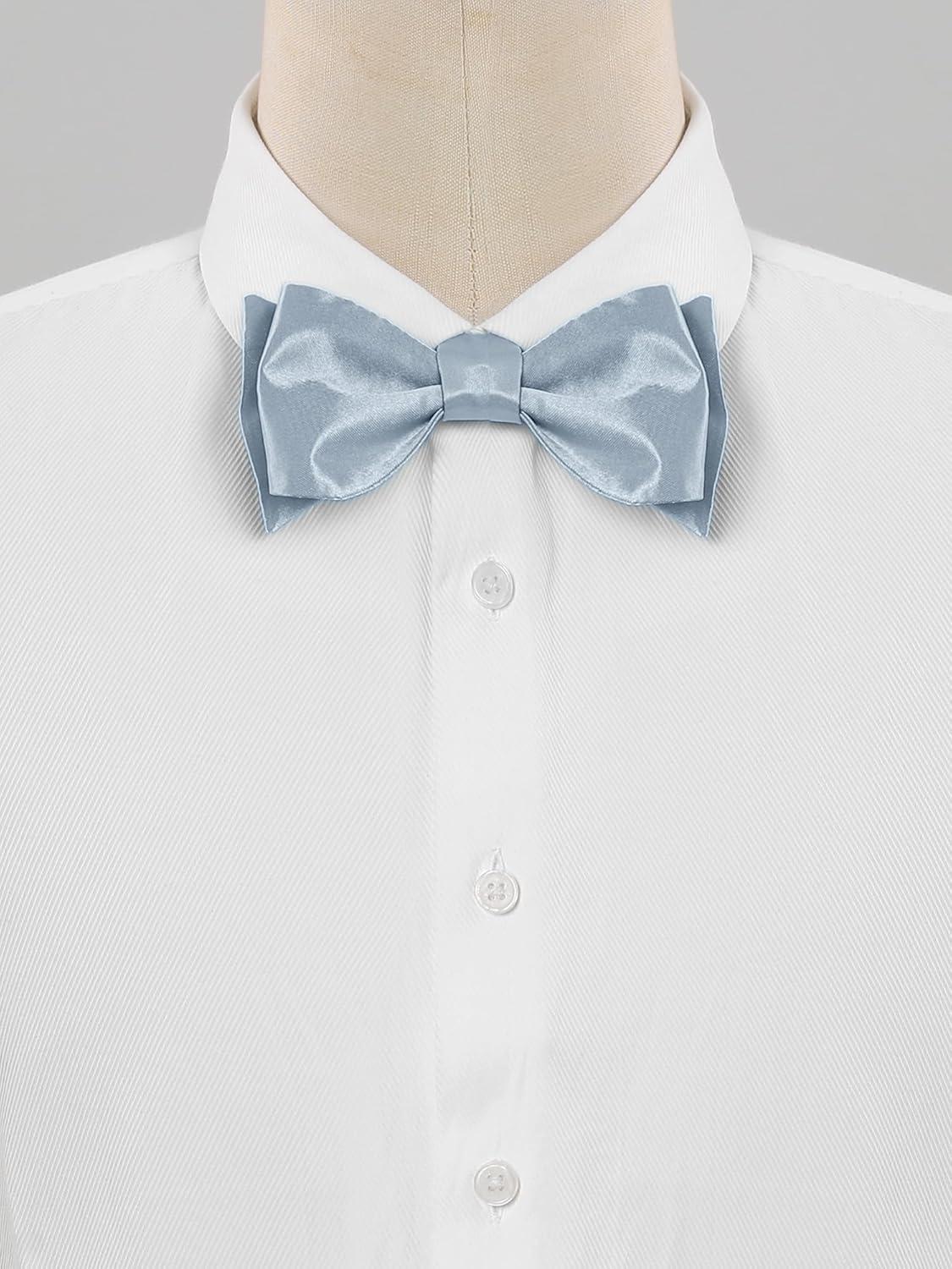 imageAllegra K Mens Solid Color Selftied for Formal Wedding Party Tuxedo Bow TiesSilver