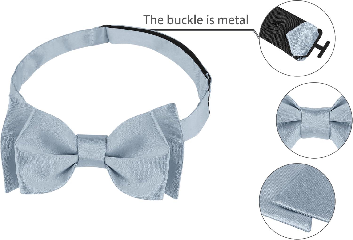 imageAllegra K Mens Solid Color Selftied for Formal Wedding Party Tuxedo Bow TiesSilver