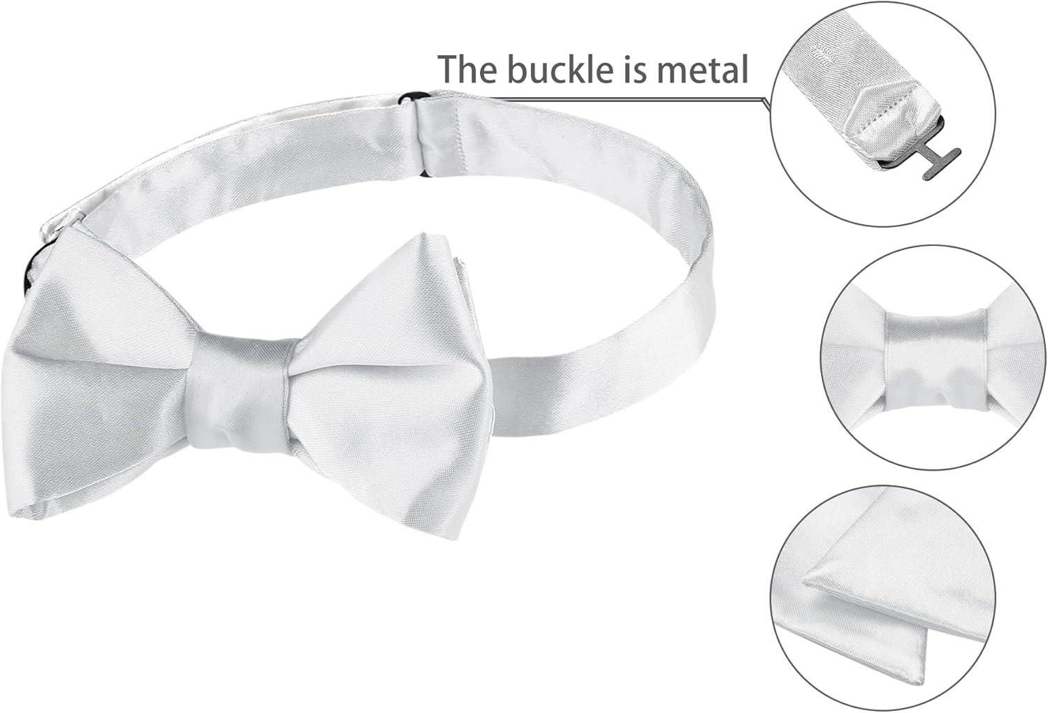 imageAllegra K Mens Solid Color Selftied for Formal Wedding Party Tuxedo Bow TiesWhite