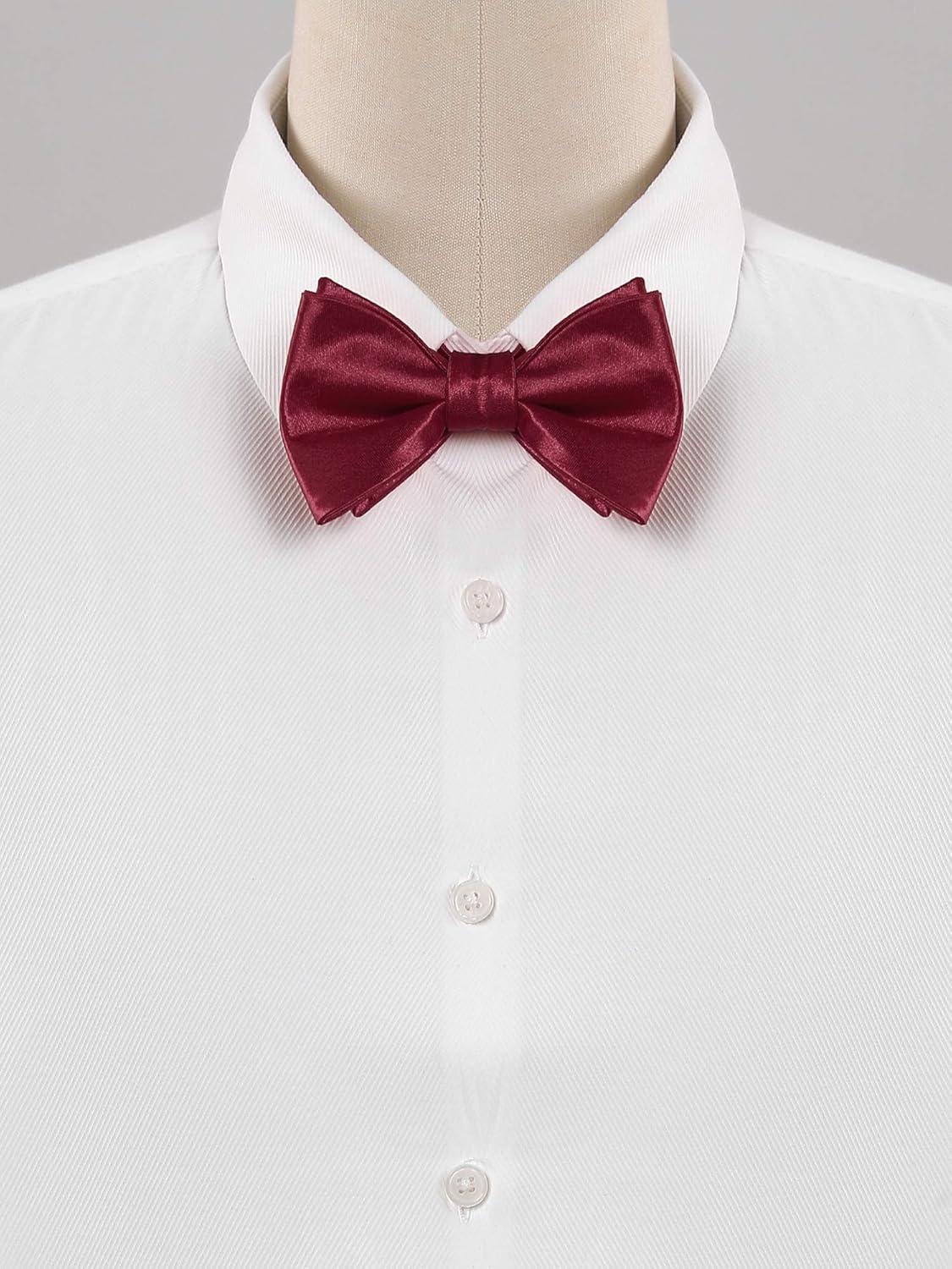 imageAllegra K Mens Solid Color Selftied for Formal Wedding Party Tuxedo Bow TiesWine Red