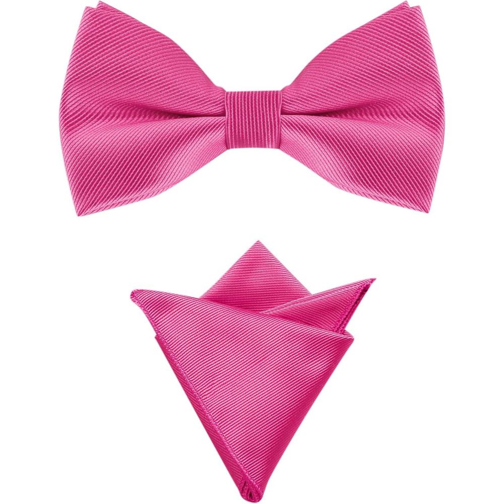 imageAllegra K Mens Solid Color PreTied Bow Tie with Matching Pocket Square Set for Wedding PartyHot Pink