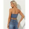 imageAllegra K Denim Crop Tube Top for Womens Strapless Sleeveless Button Corset TopLight Blue