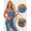 imageAllegra K Denim Crop Tube Top for Womens Strapless Sleeveless Button Corset TopLight Blue