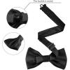 imageAllegra K Mens Solid Color PreTied Bow Tie with Matching Pocket Square Set for Wedding PartyBlack
