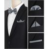 imageAllegra K Mens Solid Color PreTied Bow Tie with Matching Pocket Square Set for Wedding PartyDark Gray