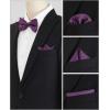 imageAllegra K Mens Solid Color PreTied Bow Tie with Matching Pocket Square Set for Wedding PartyDark Purple
