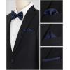 imageAllegra K Mens Solid Color PreTied Bow Tie with Matching Pocket Square Set for Wedding PartyNavy Blue
