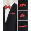 imageAllegra K Mens Solid Color PreTied Bow Tie with Matching Pocket Square Set for Wedding PartyRed