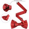 imageAllegra K Mens Solid Color PreTied Bow Tie with Matching Pocket Square Set for Wedding PartyRed