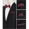 imageAllegra K Mens Solid Color PreTied Bow Tie with Matching Pocket Square Set for Wedding PartyWine Red