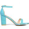 imageAllegra K Womens Glitter Ankle Strap Chunky Heels SandalsBlue