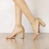 imageAllegra K Womens Glitter Ankle Strap Chunky Heels SandalsGold
