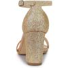 imageAllegra K Womens Glitter Ankle Strap Chunky Heels SandalsGold