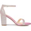 imageAllegra K Womens Glitter Ankle Strap Chunky Heels SandalsPink