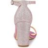 imageAllegra K Womens Glitter Ankle Strap Chunky Heels SandalsPink