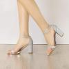 imageAllegra K Womens Glitter Ankle Strap Chunky Heels SandalsSilver