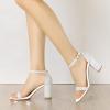 imageAllegra K Womens Glitter Ankle Strap Chunky Heels SandalsWhite