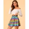 imageAllegra K Womens Metallic Mini Skirt Shiny Ruffle High Waist ALine SkirtsPurple
