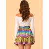 imageAllegra K Womens Metallic Mini Skirt Shiny Ruffle High Waist ALine SkirtsPurple